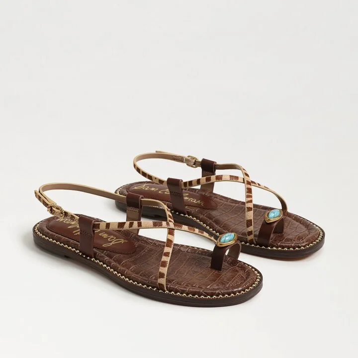 Sam Edelman Tenly Toe Strap Sandal Camel Zebra Brahama Hair