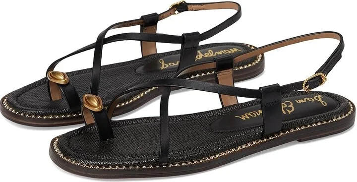 Sam Edelman Tenly Women's Sandals Black Leather : 8.5 M