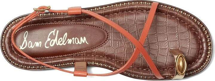 Sam Edelman Tenly Women's Sandals Orange Sunrise/Amber Gold : 5 M, Leather - Image 2