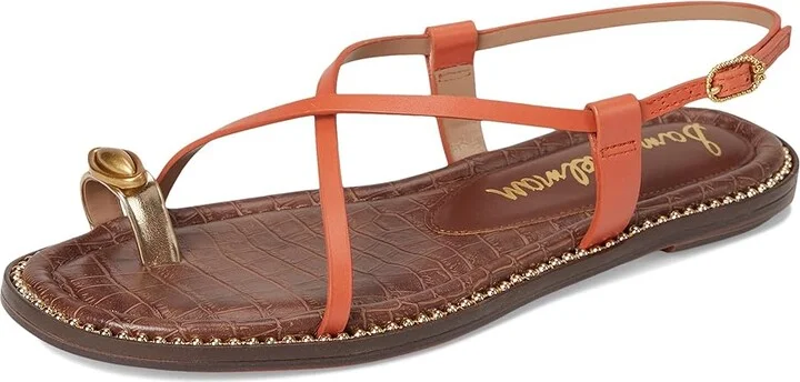Sam Edelman Tenly Women's Sandals Orange Sunrise/Amber Gold : 5 M, Leather - Image 5