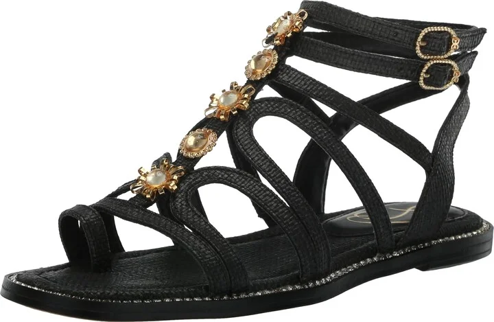 Sam Edelman Tianna Gladiator Sandal Black Woven 6.5 Medium