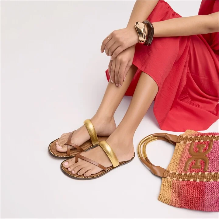 Sam Edelman Tillie Strappy Slide Sandal Cognac Leather