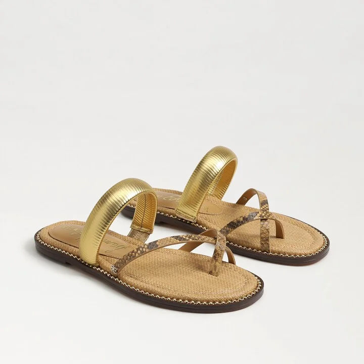 Sam Edelman Tillie Strappy Slide Sandal Gold/Snake Leather