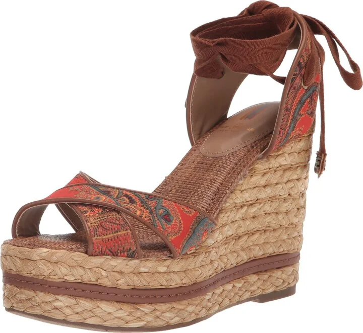 Sam Edelman Vaughn Wedge Sandal Orange Poppy 7 Medium