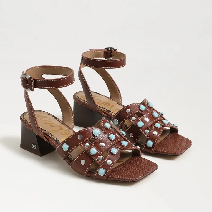 Sam Edelman Wayla 2 Ankle Strap Sandal Burnt Brandy Leather