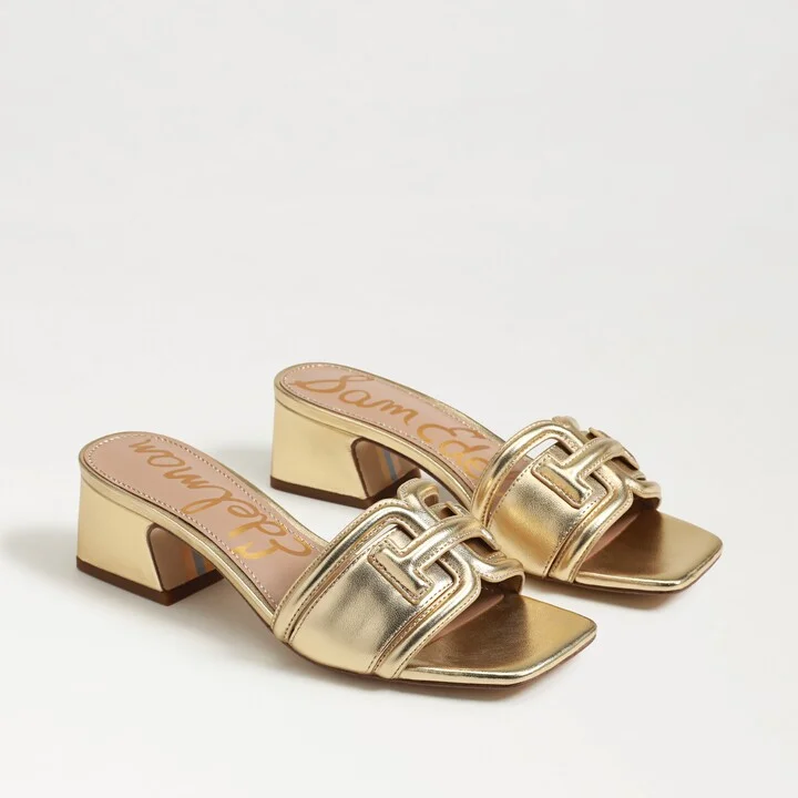 Sam Edelman Waylon Slide Sandal Amber Gold Leather