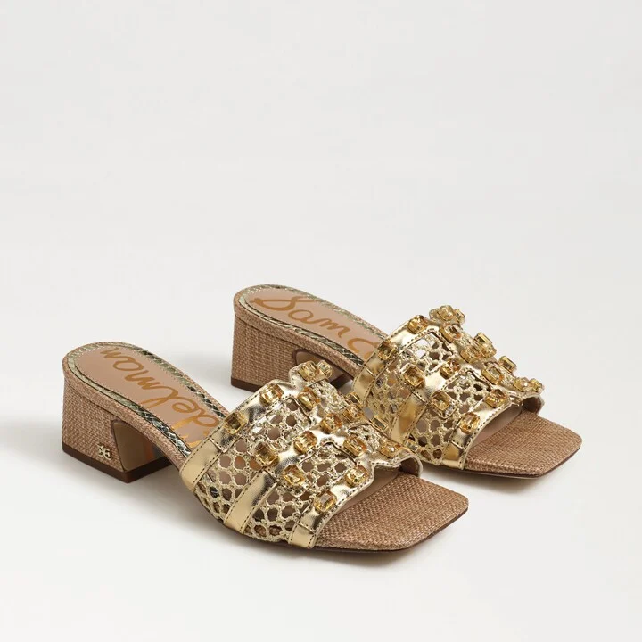 Sam Edelman Webster Slide Sandal Amber Gold Weave