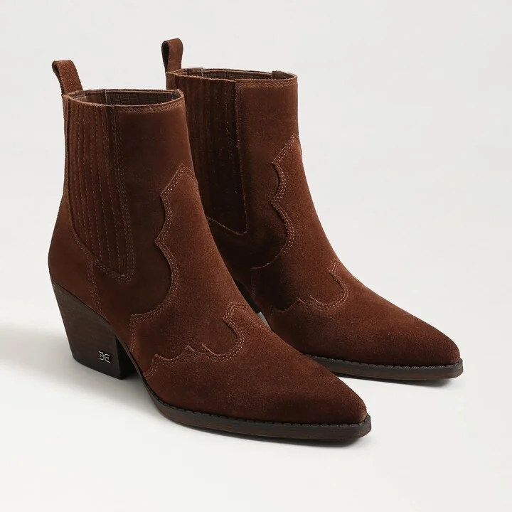 Sam Edelman West Ankle Boot Dark Toffee Leather/Suede