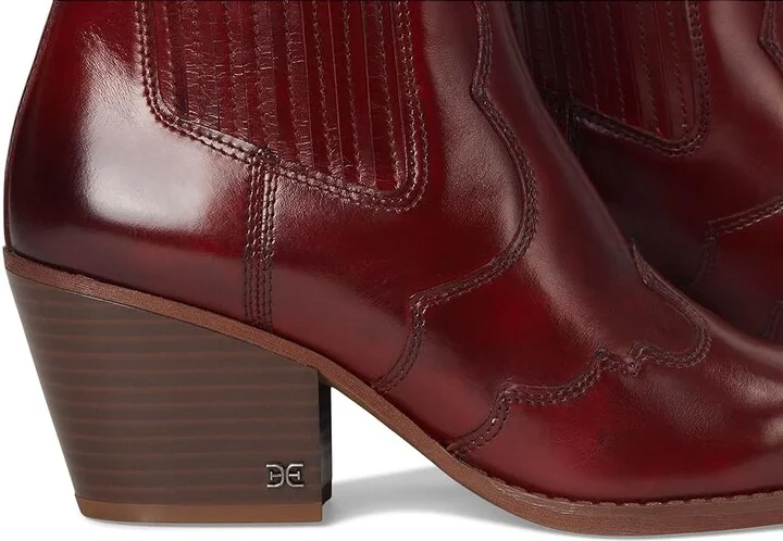 Sam Edelman West Women's Boots Deep Scarlet : 10 M, Leather - Image 7