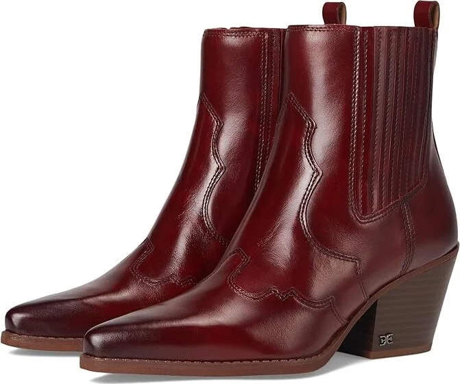 Sam Edelman West Women's Boots Deep Scarlet : 10 M, Leather