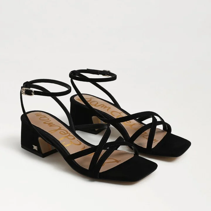 Sam Edelman Whitley Block Heel Sandal Black Suede