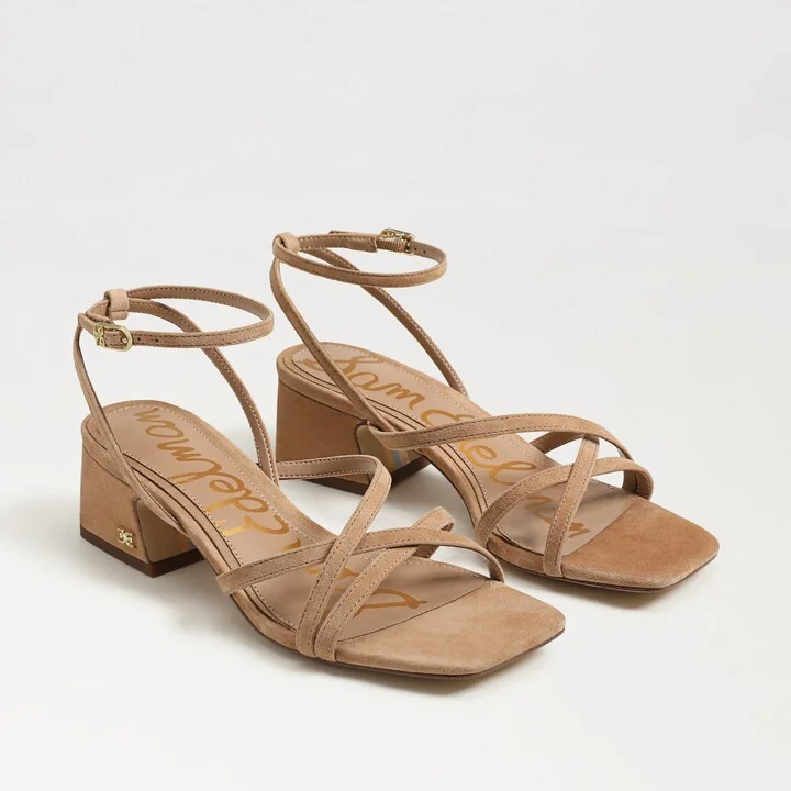 Sam Edelman Whitley Block Heel Sandal Cyprus Tan Suede