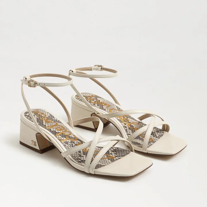 Sam Edelman Whitley Block Heel Sandal Modern Ivory Leather