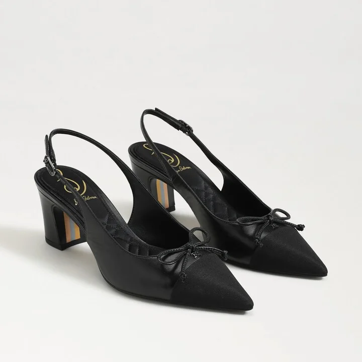 Sam Edelman Willette Slingback Block Heel Black Leather
