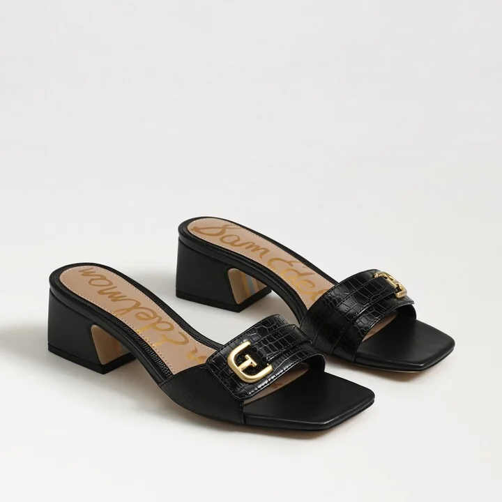 Sam Edelman Wilma Slip On Dress Sandal Black Faux Leather