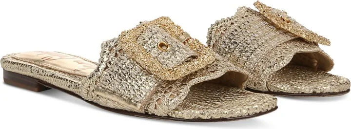 Sam Edelman Women's Bambi Raffia Buckle Slide Sandals