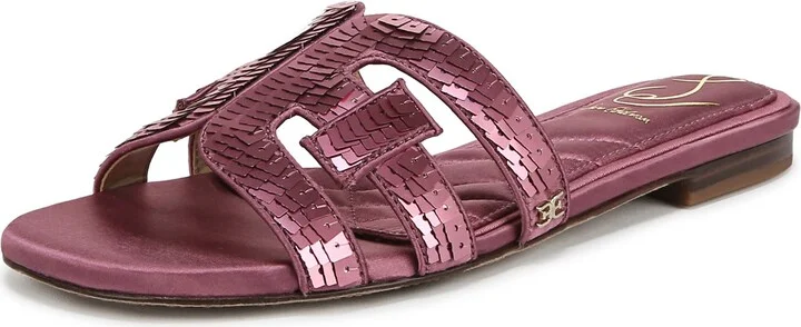 Sam Edelman Women's Bay Flat Sandal Elderberry Sequin 6 Medium