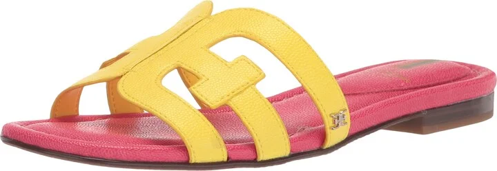 Sam Edelman Women's Bay Flat Sandal Mimosa Yellow/Ultra Fuchsia 10.5 Medium