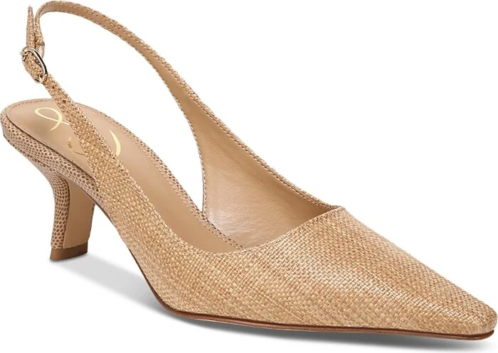 Sam Edelman Women's Bianka Pointed Toe Mid Heel Slingback Sandals