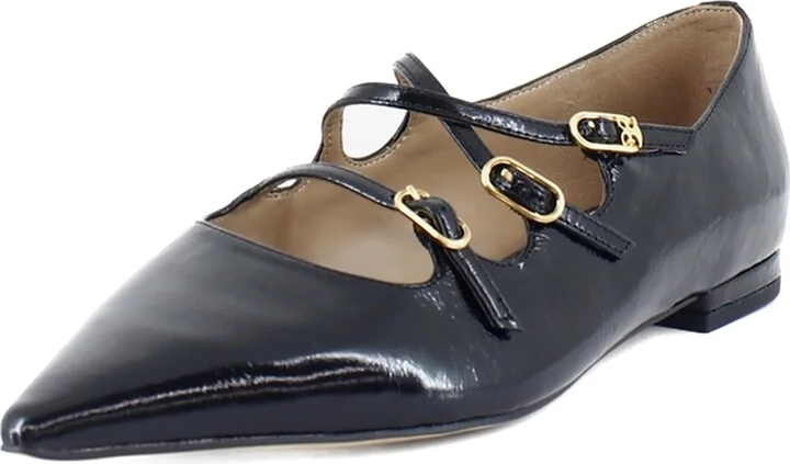 Sam Edelman Women's Cass Mary Jane Flat Black Leather 8.5 Medium