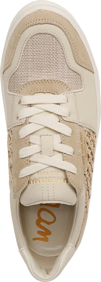 Sam Edelman Women's Elcie Lace-Up Raffia Court Sneakers - Sandshell Multi/Honey Tan - Image 4