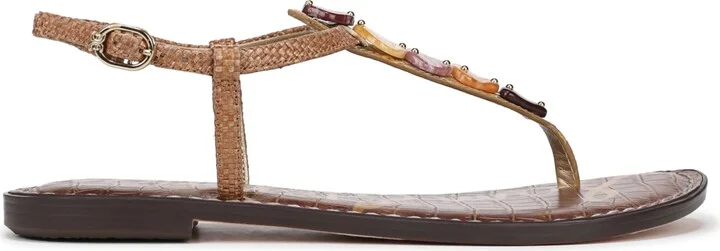 Sam Edelman Women's Gigi Stone T-Strap Flat Sandals - Amber Multi, Cuoio - Image 2