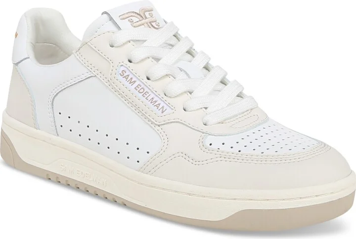 Sam Edelman Women's Harper Lace-Up Low-Top Court Sneakers - White/Sugar