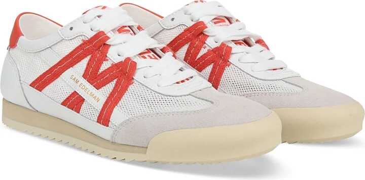 Sam Edelman Women's Irma Lace-Up Sneakers - White, Persimmon