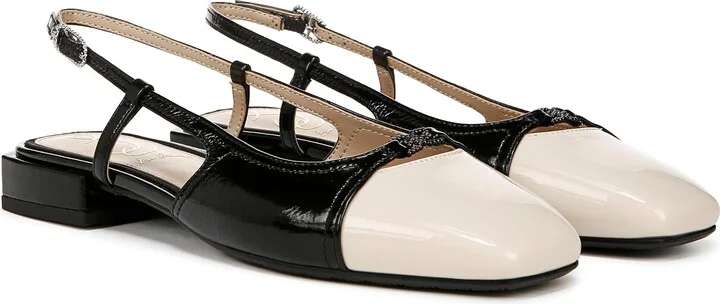 Sam Edelman Women's Kara Ballet Flat Black Patent/Alpine Ivory 7 Medium