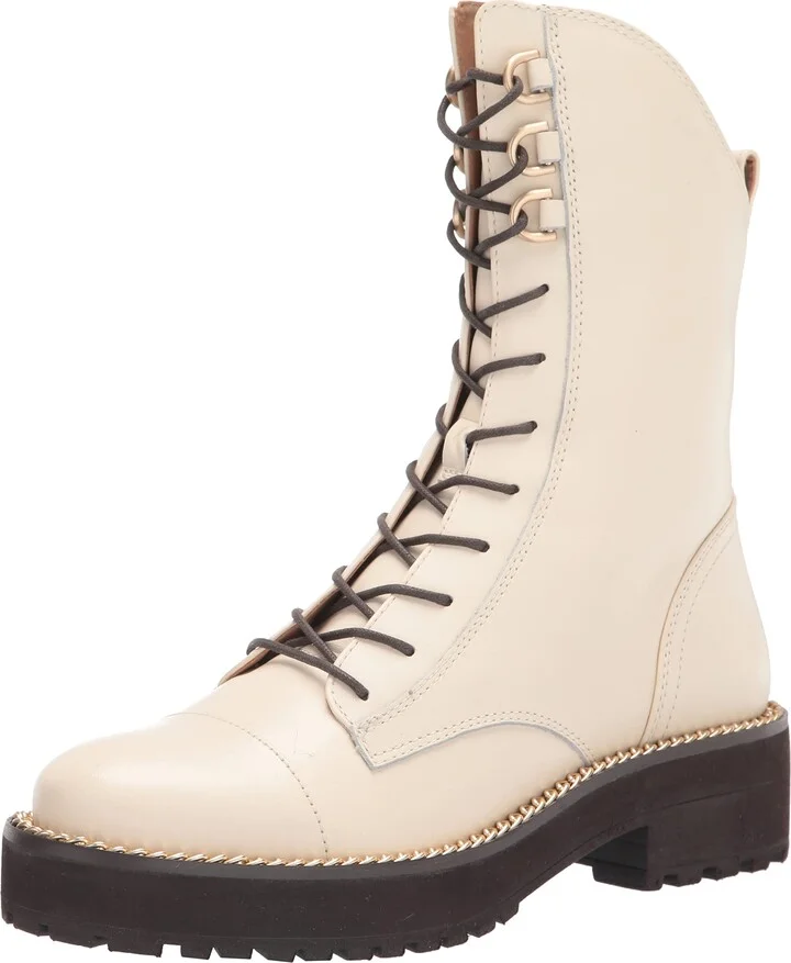 Sam Edelman Women's Lenley Combat Boot Modern Ivory 5 Medium