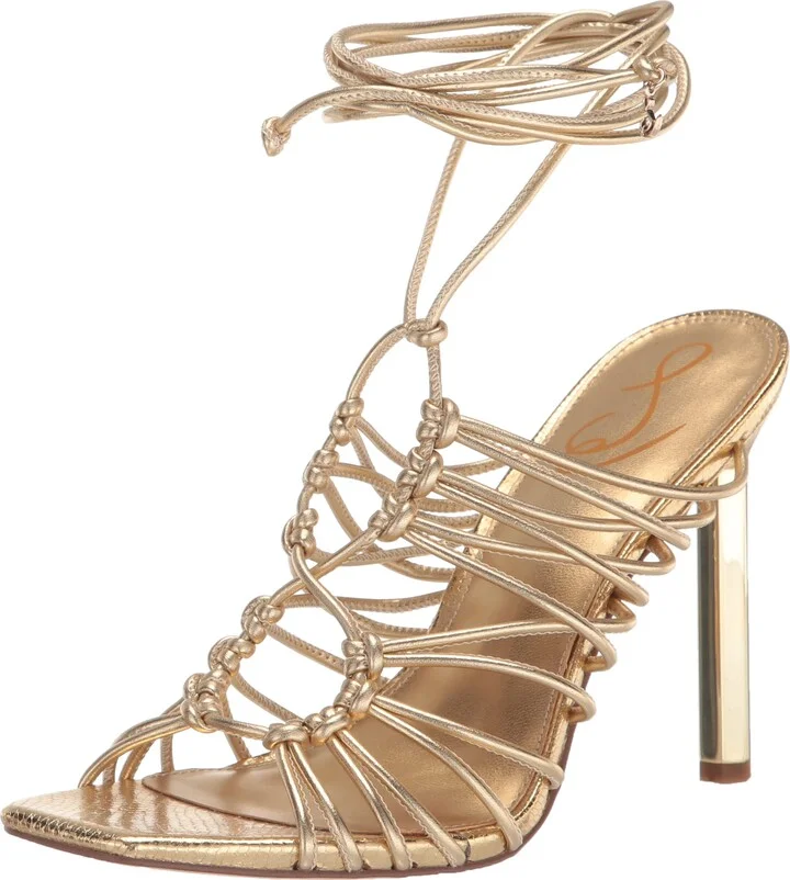Sam Edelman Women's Lylah Heeled Sandal Amber Gold 5.5 Medium