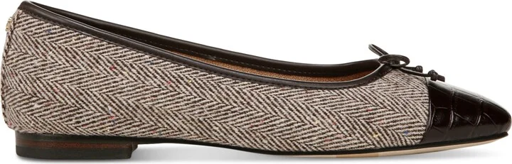 Sam Edelman Women's Marley Cap-Toe Ballet Flats - Brown Mult Tweed, Black - Image 2