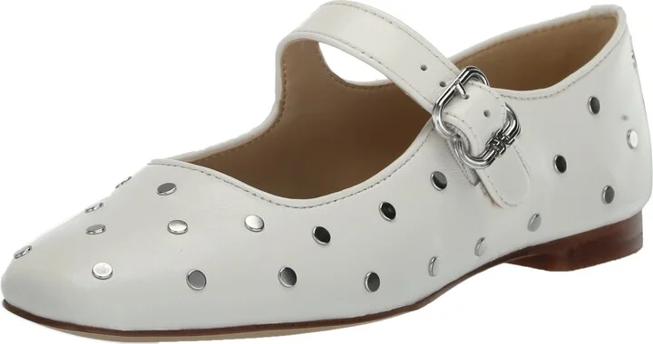 Sam Edelman Women's Michaela Stud Mary Jane Flat Bright White 10.5 Medium