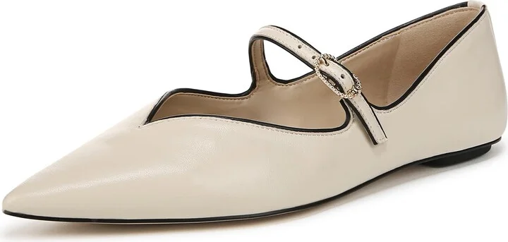 Sam Edelman Women's Noa Mary Jane Flat Ivory/Black 6.5 Medium