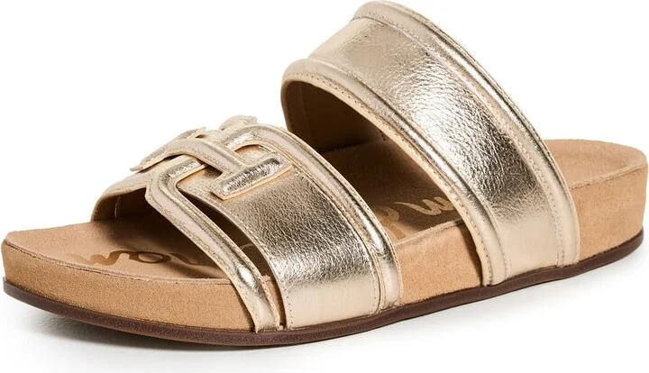 Sam Edelman Women's Rowan Slide Sandal Gold Leaf 8.5 Medium