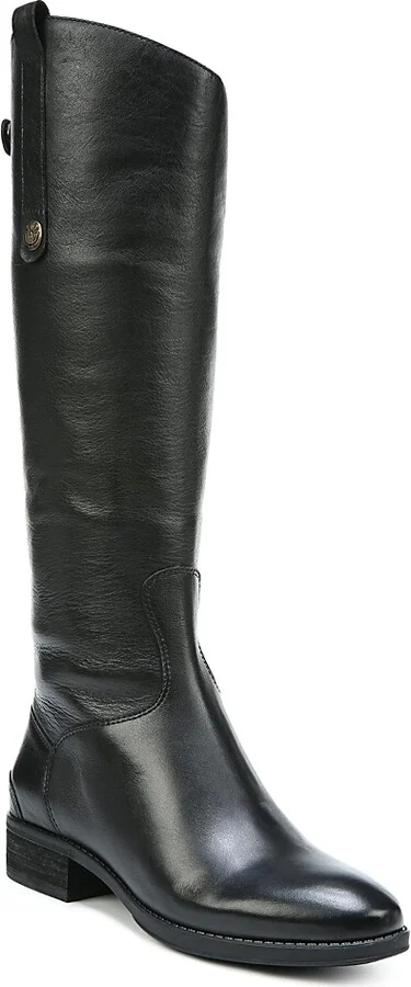 Sam Edelman Women's Wide Calf Penny Round Toe Leather Low-Heel Riding Boots