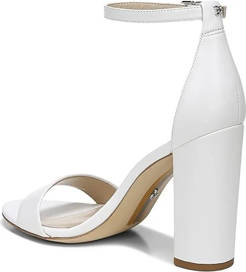 Sam Edelman Yaro Ankle Strap Sandal Heel Women's Dress Sandals Bright White Dress Nappa Leather : 10 M - Image 5