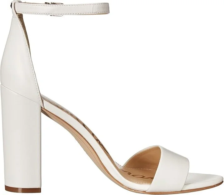 Sam Edelman Yaro Ankle Strap Sandal Heel Women's Dress Sandals Bright White Dress Nappa Leather : 10 M - Image 8