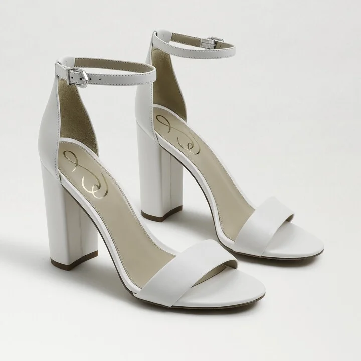 Sam Edelman Yaro Block Heel Sandal Bright White Leather