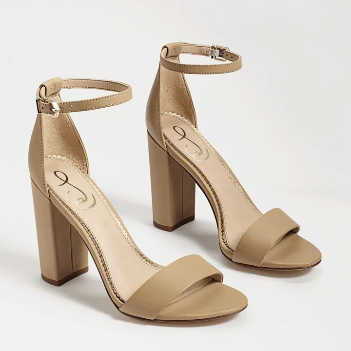 Sam Edelman Yaro Block Heel Sandal Soft Beige Leather