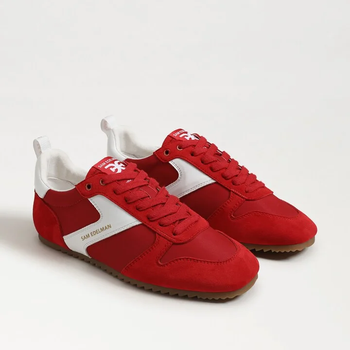 Sam Edelman Zaria Lace Up Sneaker Red Suede