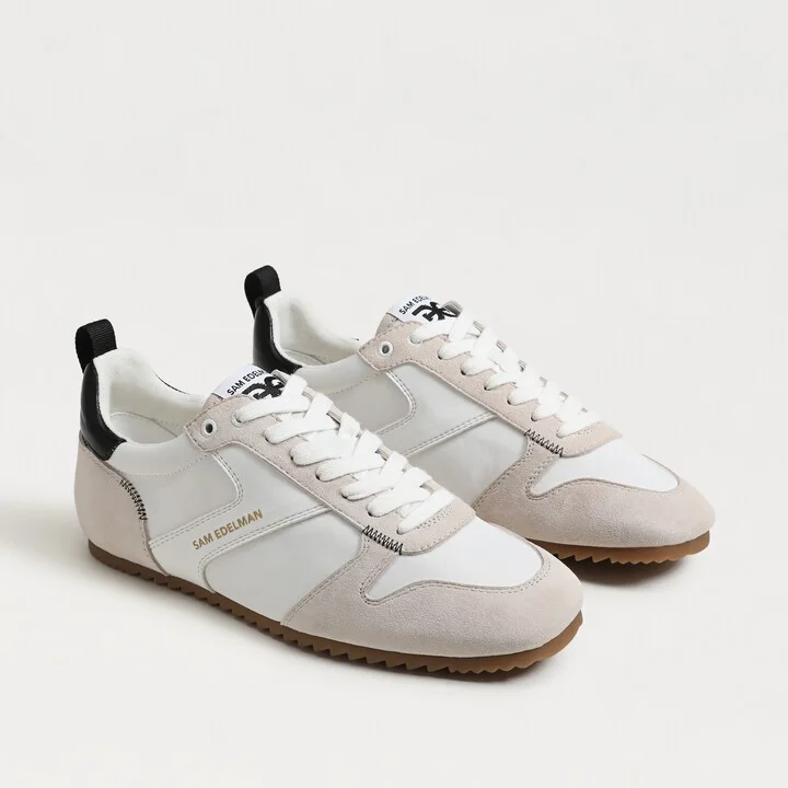 Sam Edelman Zaria Lace Up Sneaker White Multi Suede Leather