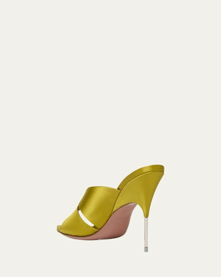 Samantha Crisscross Satin Metal-Heel Sandals - Image 3