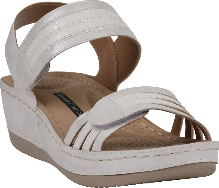 Samar Snakeskin Embossed Hook & Loop Wedge Sandal