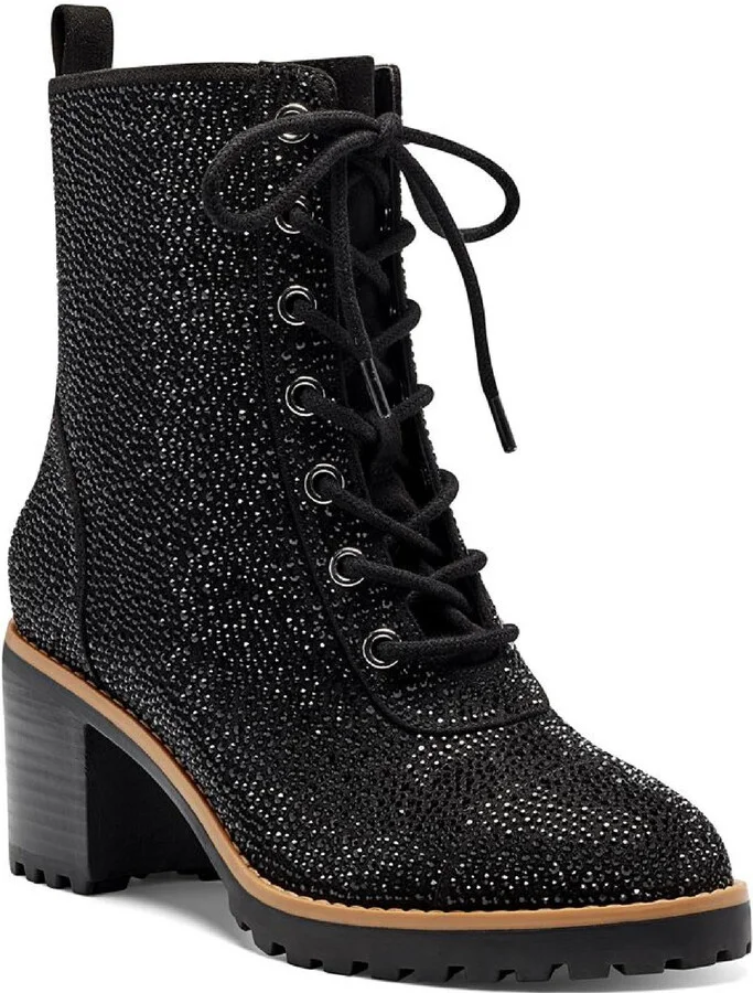 Samira 2 Womens Rhinestone Almond Toe Mid-Calf Boots