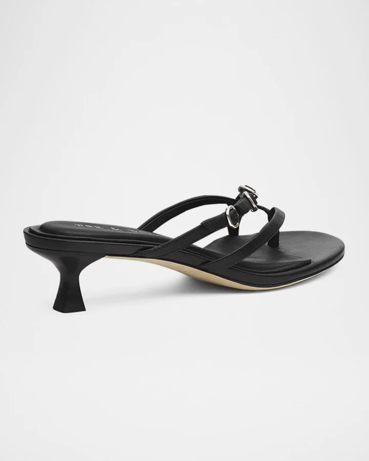 Sammie Leather Buckle Kitten-Heel Sandals - Image 2