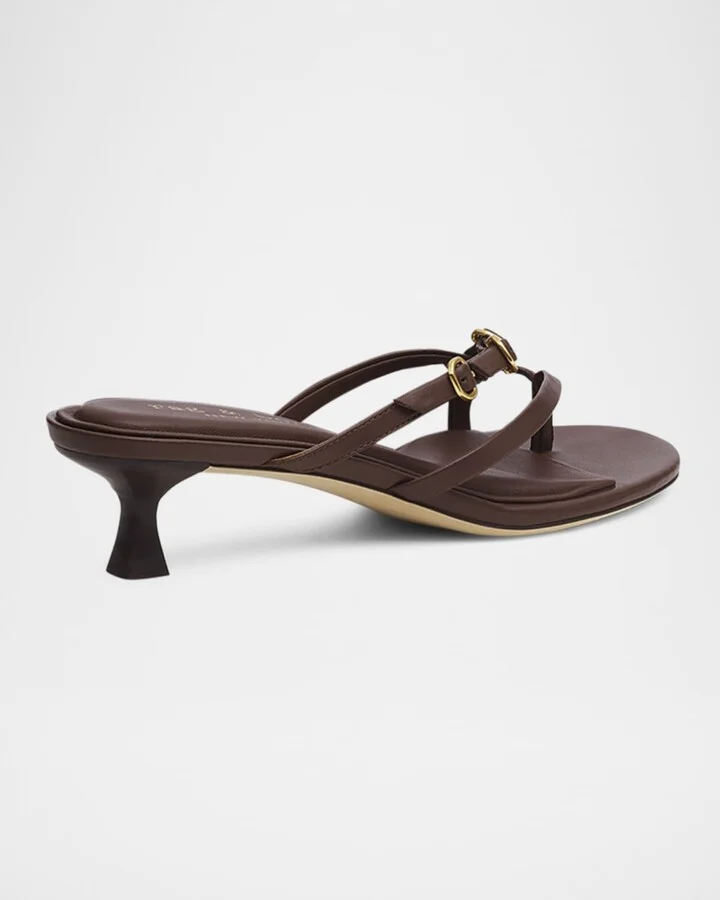 Sammie Leather Buckle Kitten-Heel Sandals - Image 7