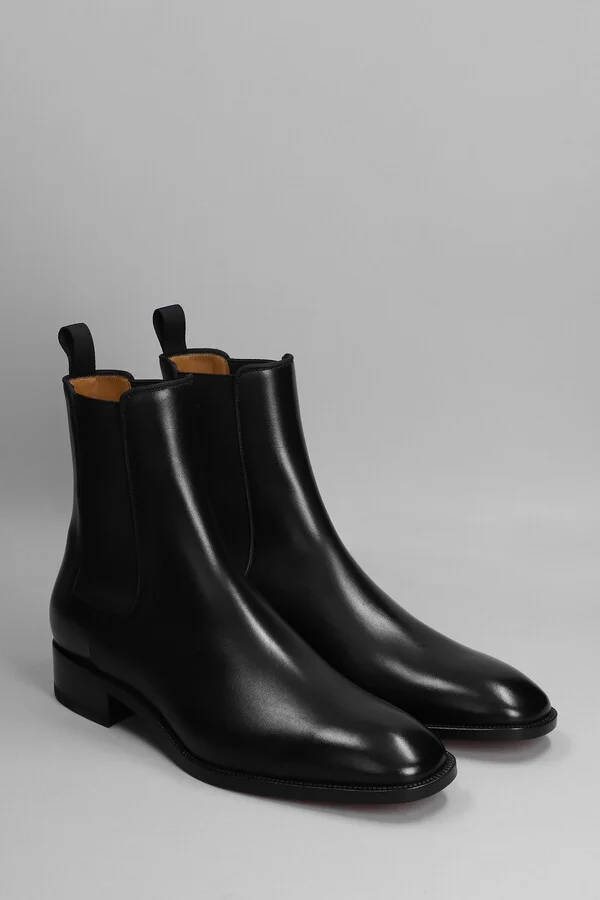 Samson Flat Ankle Boots In Black Leather - Image 2
