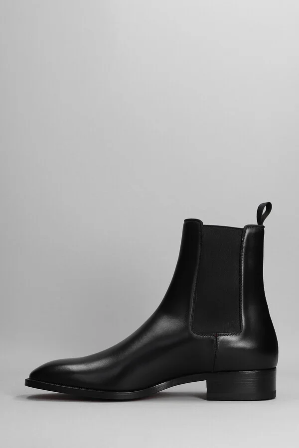 Samson Flat Ankle Boots In Black Leather - Image 3