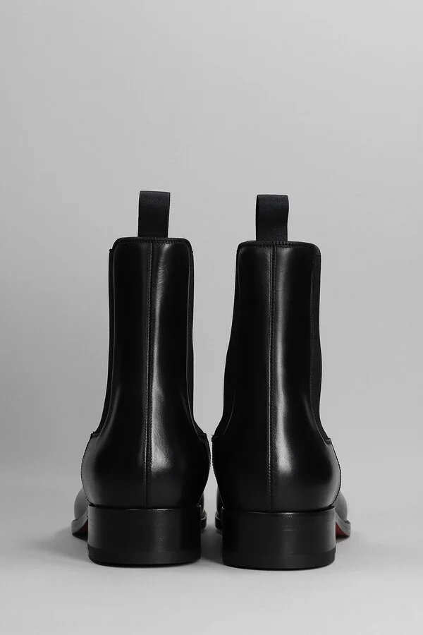 Samson Flat Ankle Boots In Black Leather - Image 4
